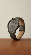 Smoked Slate Leather Strap Timepiece